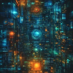 Abstract Futuristic Technology with Glowing Circuitry