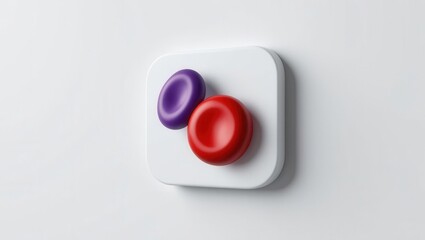 3D concept cell anatomy biological. Abstract design featuring colorful buttons on a minimalist background.