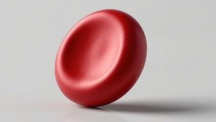 3D concept cell anatomy biological. Red circular object with a smooth texture and shadow effect.