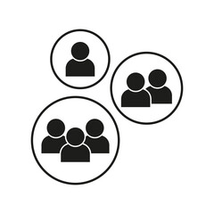 People group icon. Teamwork symbol. Vector communication concept. Black simple design.