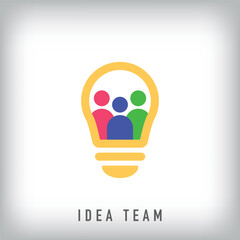 Team idea logo design with premium light bulb. Teamwork corporate logo template. vector