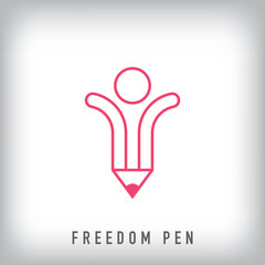 Premium freedom pen logo design. journalism idea corporate logo template. vector