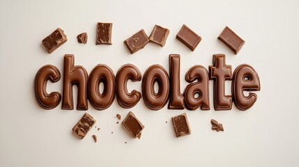 Chocolate bars forming the word chocolate