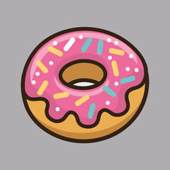 Pink Frosted Donut Icon