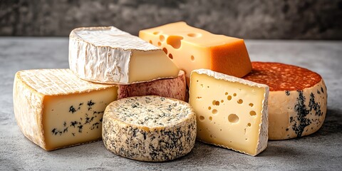 Assorted Cheese Variety Still Life Display of Different Types and Textures