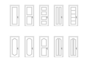 collection of close door with white background	