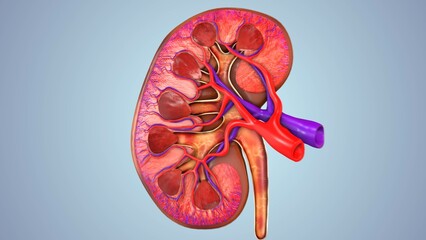 Magnified View of Kidney Nephron Structure Details