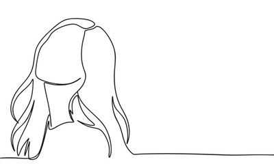 Beautiful woman silhouette one line continuous. Hand drawn vector art.