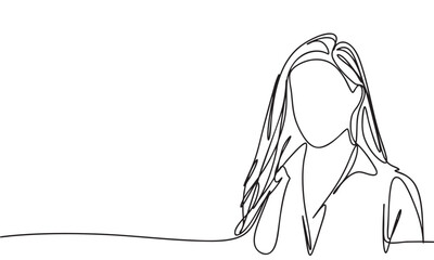 Beautiful woman silhouette one line continuous. Hand drawn vector art.