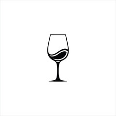 Vector logo wine glass, minimalistic wine glass icon, esport vector logo elegant drink design on white background, beverage symbol, modern black and white illustration.