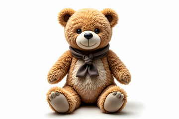 Fototapeta premium A classic teddy bear with a brown scarf and a timeless design, evoking feelings of comfort and warmth with a touch of nostalgia.