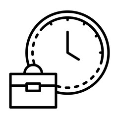 Flexible working hours icon. There are a watch and a bag.