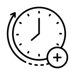 Image icon for overtime work. There are a clock and arrow.