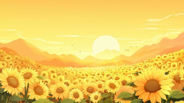 Sunflowers at Sunset A Serene Landscape Painting