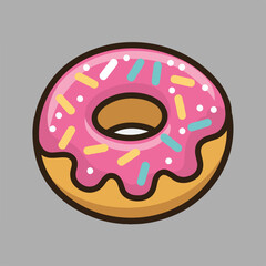 Pink Frosted Donut Icon