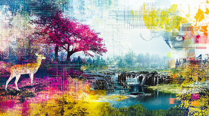 abstract watercolor background with flowers