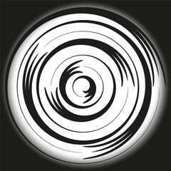 Spiral circle illustration. Black vector symbol. Curved line shape. White background design.
