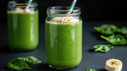 Refreshing Green Smoothie with Spinach and Bananas for Healthy Living