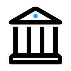 Bank Icon. Bank, Finance, Money, Building, Savings, Deposit, Credit, Loan. Vector Icon Illustration