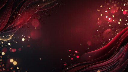 a deep, dark red background with a rich gradient effect, smoothly blending from near-black crimson to intense burgundy red. elegant, soft glowing bokeh lights subtly scattered 
