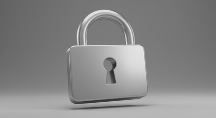Fototapeta premium 3D icon of a silver padlock with a keyhole representing security
