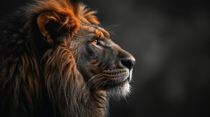 Naklejka premium A lion with a long mane and a large nose