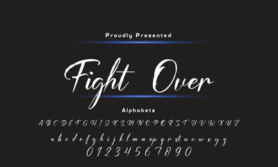 Lettering signature font isolated on black background. brush style alphabet. Vector logo letters.