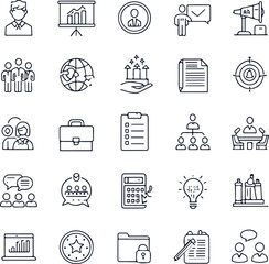 Corporate Management Outline Icons – Business & Marketing Vector Pack