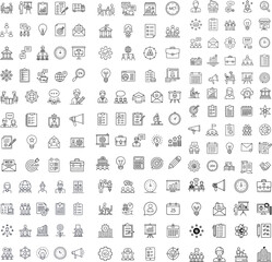 Corporate Management Outline Icons – Business & Marketing Vector Pack