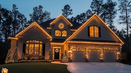House decorated for Christmas with LED lights -