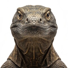 Obraz premium Massive Komodo Dragon With Intricate Scales Isolated Against Plain Background Generative AI