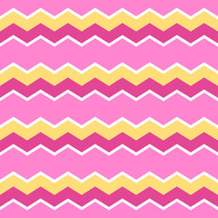 Pink yellow white zigzag pattern background chevron seamless pattern