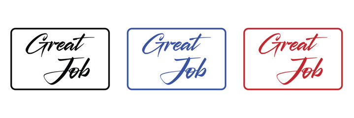 Great Job - hand drawn lettering in calligraphy style. Vector handwritten text composition design. Vector Illustration . 