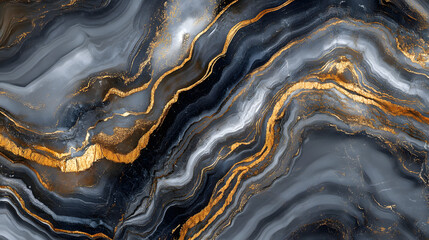 Abstract Black, White & Gold Marble Swirls - Luxury Background Texture

