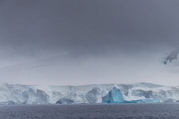 Icebergs and Glaciers align the coast of the Antarctic peninsula, and its many islands. Image taken near Brabant island