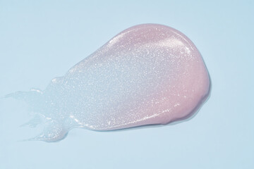 Cosmetic pink gel serum smear stroke texture. luxury minimalism. Sunlight, skin care product still life with copy space