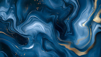 Abstract Blue and Gold Marble Texture Background