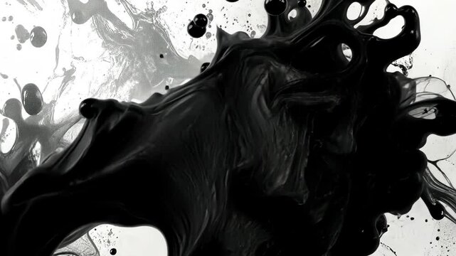 Dynamic black ink splash creates stunning abstract art on a white background