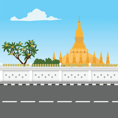 Laos landmark That Luang in Vientiane, Laos - Vector EPS Illustration