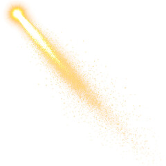 Golden Shooting Star with Sparkle Trail isolated on a transparent background