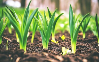 A vibrant display of Easter plants blooming in rich soil, symbolizing renewal and springtime joy.