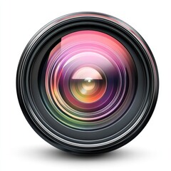 Wide angle camera lens with detailed glass reflections PNG