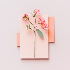 A pink flower adorns a vibrant pink and orange card, perfect for Easter celebrations.