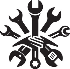 Tools vector wrench icon. Spanner logo design silhouette vector illustration