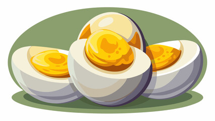 Boiled eggs halved and presented on a fresh transparent background for a clean and simple look, boiled egg and fresh isolated on transparent