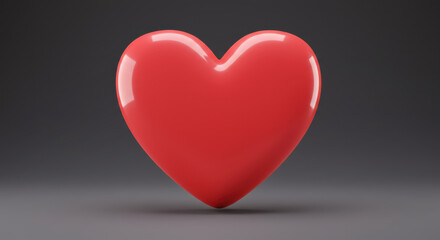 3D icon of a stylized red heart with a smooth glossy finish