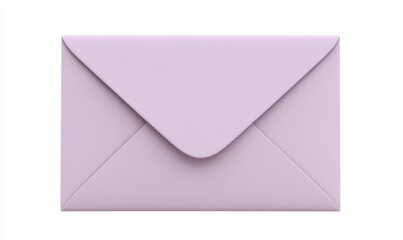 Single closed pastel purple envelope isolated on white background for mailing