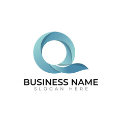 Q letter abstract typography creative logo design