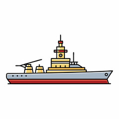vector illustration of a battleship