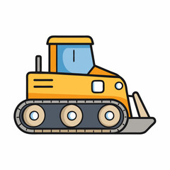 yellow bulldozer isolated on white